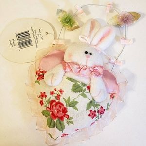 Easter Bunny and Floral Heart Hanging Plush